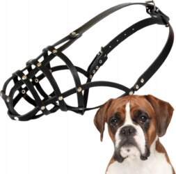 Dog muzzle, DINGO LEATHER RIVETED NO