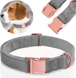 Reverse SOLID VELVET DOG COLLAR, ADJUSTABLE