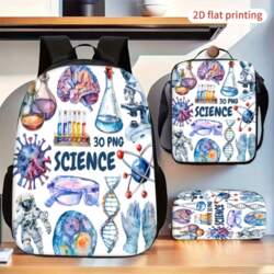 Science Pattern Print Backpack Set with