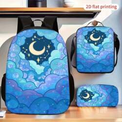 Blue Night Crescent Moon Star Cloud