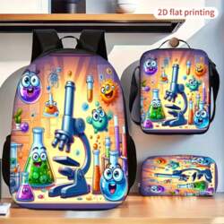 Cartoon Chemistry Lab Microscope Print Backpack
