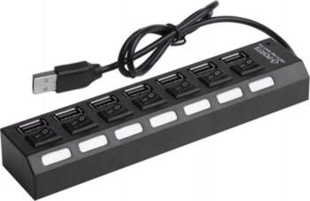 COMPACT BLACK USB HUB WITH 7
