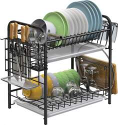 DRAINER DISH DRYER TWO-LEVEL BLACK