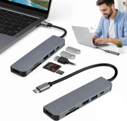 HUB ADAPTER 6IN1 USB-C 2X USB