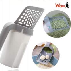 Spatula for litter box with container