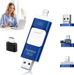 128GB 4in1 USB Type-C,Lightning, Micro-USB