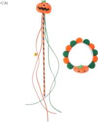 1Set Plush Pumpkin Cat Collar with