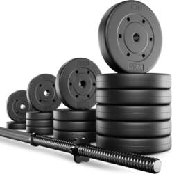 Barbell set with bituminous loads exercise