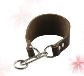 Durable Coffee Cattlehide Leather Pet Collar