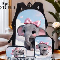 Elephant Pink Bow 3-Piece Backpack Set