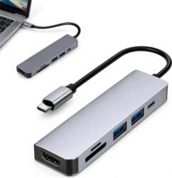 HUB ADAPTER SPLITTER USB-C 6W1 2X