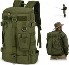 LARGE FISHING BACKPACK, STRONG WATERPROOF PRACTICAL
