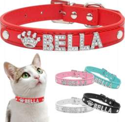 Red Cat Collar with Name PERSONALIZED