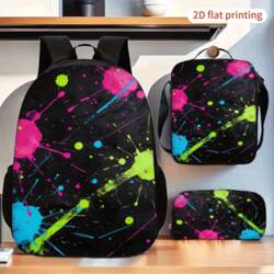 3pcs Ink Splash Print Backpack Set