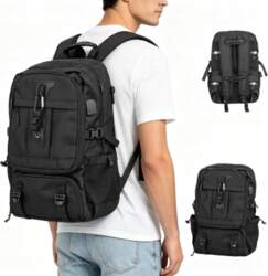 BLACK 60L BACKPACK WITH SHOE COMPARTMENT