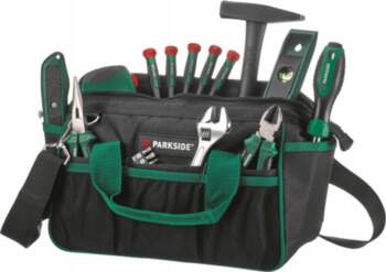 Set of hand tools in bag