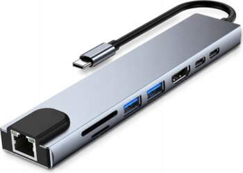 SPLITTER Hub 8in1 USB-A USB-C SD/TF