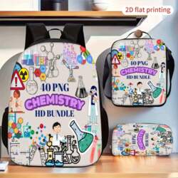 Chemistry Pattern 3-Piece Backpack Set with