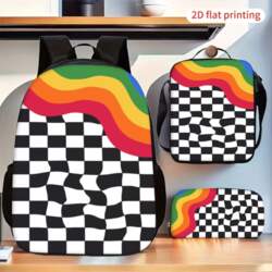 Distorted Checkerboard Rainbow Wavy Pattern Backpack
