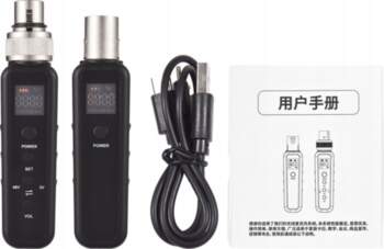 Microphone connected to wireless transmitter and