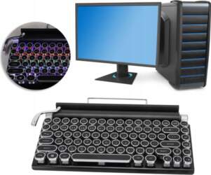 RETRO TYPING KEYBOARD PORTABLE BLUETOOTH BLACK
