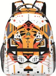 Backpack, Polyester, Geometric Tiger Avatar Pattern