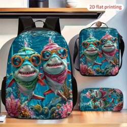 Cute Cool Sharks Pattern Backpack 2D