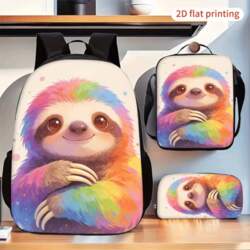 Cute Sloth Print 3-Piece Backpack Set
