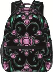 Diamond Pattern Polyester Backpack with Ergonomic