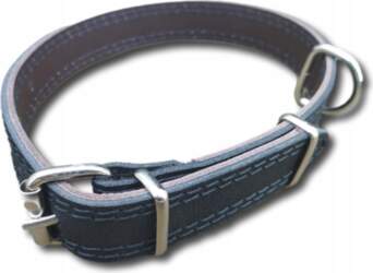Leather double dog collar 55 cm