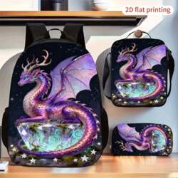 Purple Dragon Crystal Star Pattern Backpack