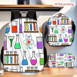 3pcs Chemistry Atom Pattern Backpack Lunch