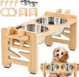 DOUBLE BOWL WITH EARS ADJUSTABLE HEIGHT