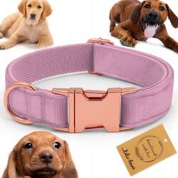 Reverse VELOUR DOG COLLAR SOFT ADJUSTABLE