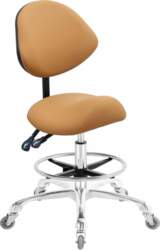 Rotary stool with wheeled backrest bar