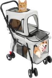 2-Layer Pet Trolley Foldable Dog Stroller