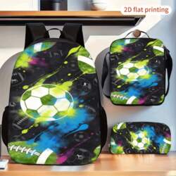 3pc Backpack Set Soccer Splash Ink