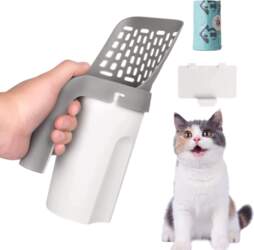 Cat litter box paddle with bag