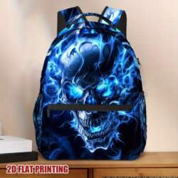Halloween Fiery Skull Backpack - Black/Blue