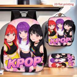 Kpop Girl Pattern Backpack Set with