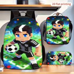 Pixel Soccer Player Print 3-Piece Backpack