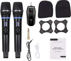 Wireless Microphone System Receiver with Handheld