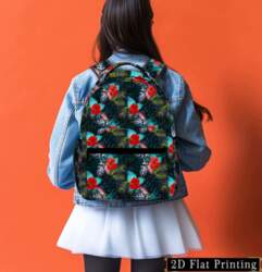 Backpack with Red Floral Print -