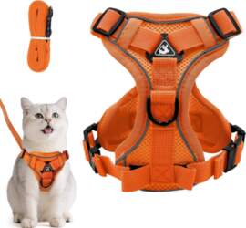 CAT HARNESS ADJUSTABLE SIZE M ORANGE