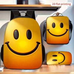 Happy Smiley Face Pattern Backpack 2D