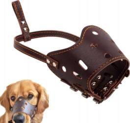 Leather muzzle for dog, breathable and