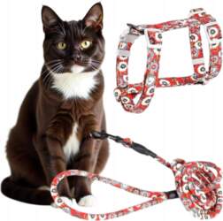 RED SET ADJUSTABLE HARNESS AND LEASH