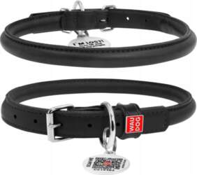 Waudog Leather dog collar with QR