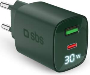 SBS LCD Wall Charger, USB-A, USB-C