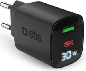 SBS LCD Wall Charger, USB-A, USB-C